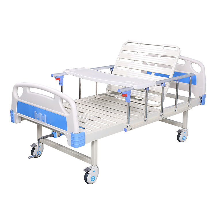 Manual Single Crank Hospital Bed ABS Headboard and Wheels CZ1-C (6)