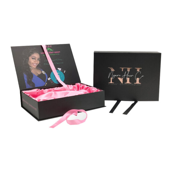 Custom Printed Wig Hair Magnetic Closure Lid Boxes Wholesale