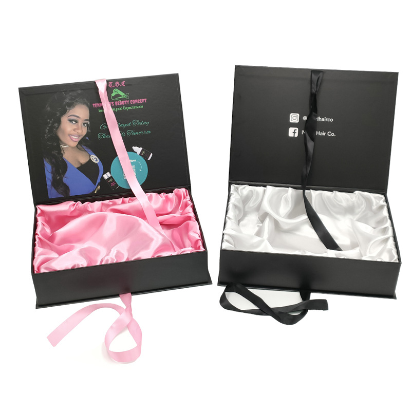 Custom Printed Wig Hair Magnetic Closure Lid Boxes Wholesale