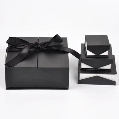 Black Special Paper Hinged Lid Luxury Packaging Perfume Boxes