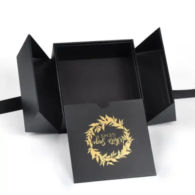 Black Special Paper Hinged Lid Luxury Packaging Perfume Boxes