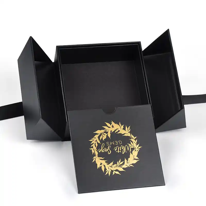 Black Special Paper Hinged Lid Luxury Packaging Perfume Boxes