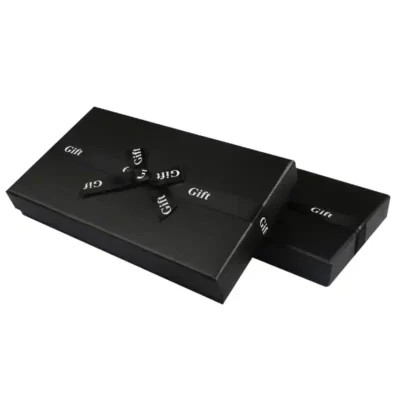 Custom Elegant Black Silver Hot Stamping Rigid Paper Boxes