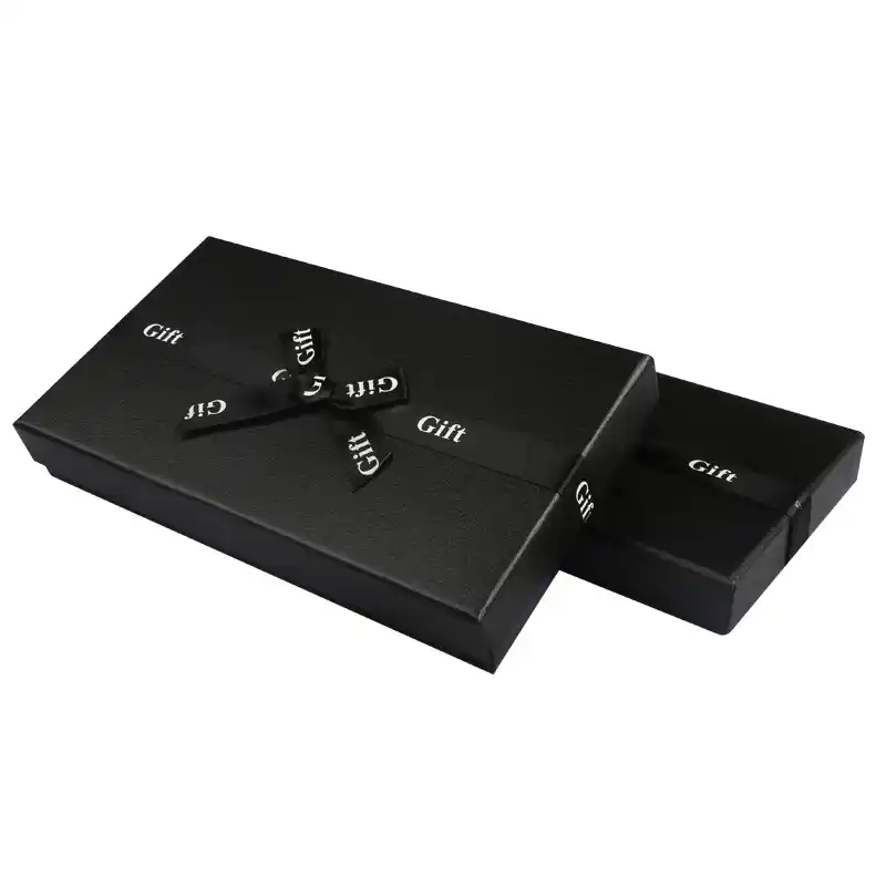 Custom Elegant Black Silver Hot Stamping Rigid Paper Boxes