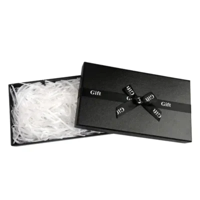 Custom Elegant Black Silver Hot Stamping Rigid Paper Boxes