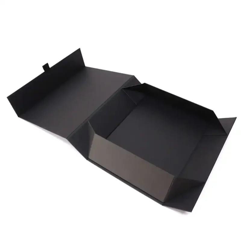Custom Print Logo Black Folding Magnetic Closure Gift Boxes