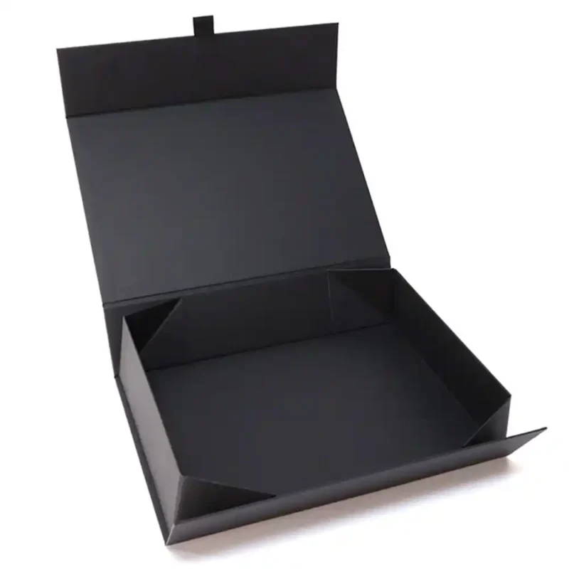 Custom Print Logo Black Folding Magnetic Closure Gift Boxes