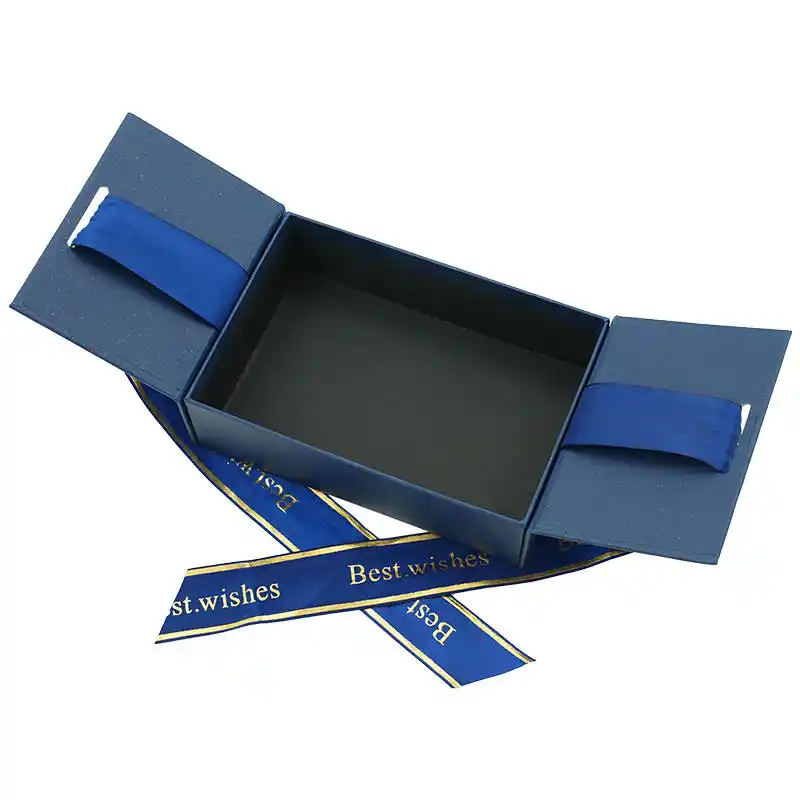 Custom Printing Recyclable Blue Paper Gift Boxes With Ribbon