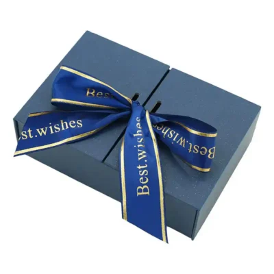 Custom Printing Recyclable Blue Paper Gift Boxes With Ribbon