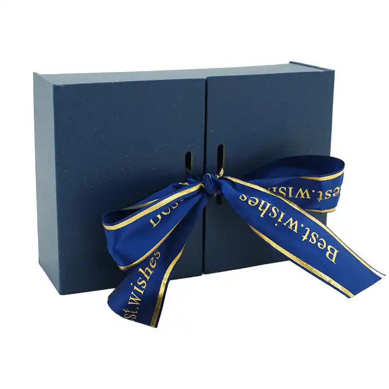 Custom Printing Recyclable Blue Paper Gift Boxes With Ribbon