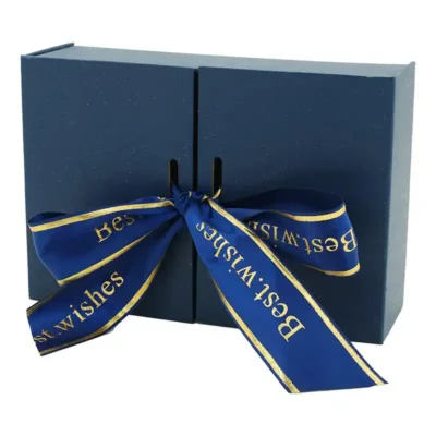 Custom Printing Recyclable Blue Paper Gift Boxes With Ribbon