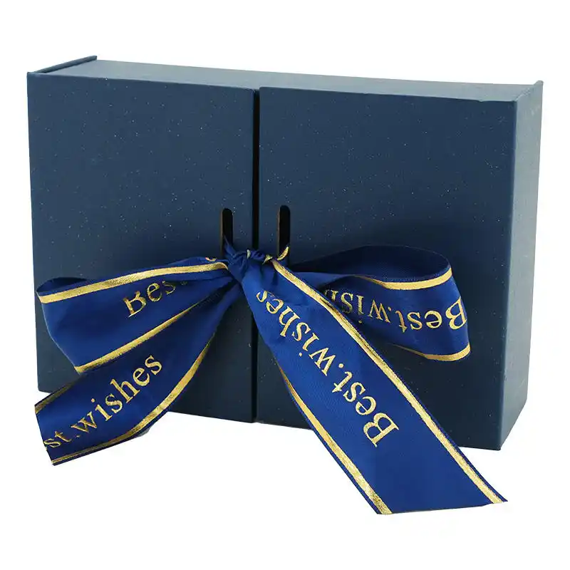 Custom Printing Recyclable Blue Paper Gift Boxes With Ribbon