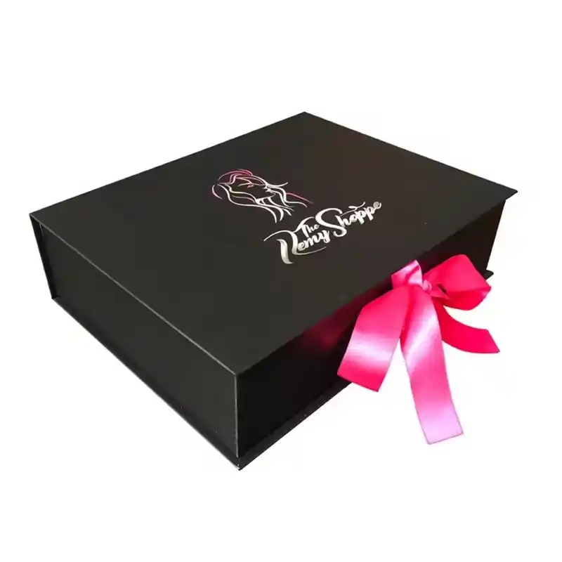 Custom Satin Lined Wig Hair Packaging Magnetic Lid Boxes OEM