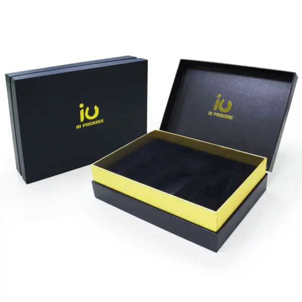 Elegant Gold Foil Printing Lift-Off Lid Neck Rigid Paper Box