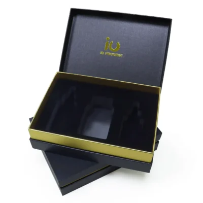 Elegant Gold Foil Printing Lift-Off Lid Neck Rigid Paper Box