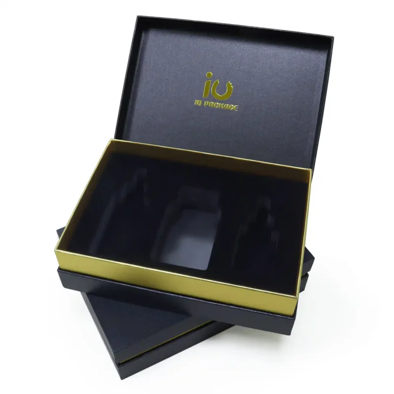 Elegant Gold Foil Printing Lift-Off Lid Neck Rigid Paper Box