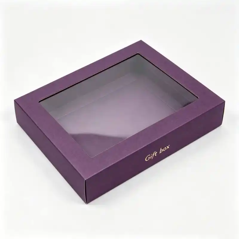 Elegant Purple Two-Piece Paper Cosmetic Boxes with Window