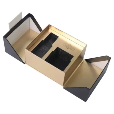 OEM High Quality Black Cosmetic Paper Door Open Rigid Boxes