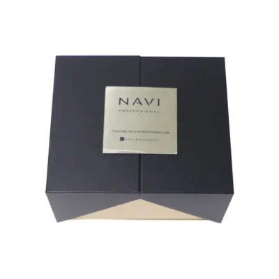 OEM High Quality Black Cosmetic Paper Door Open Rigid Boxes