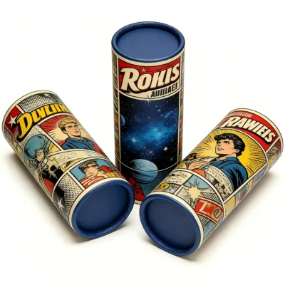 Vintage Comic Book Style Cylindrical Paper Tube Packaging